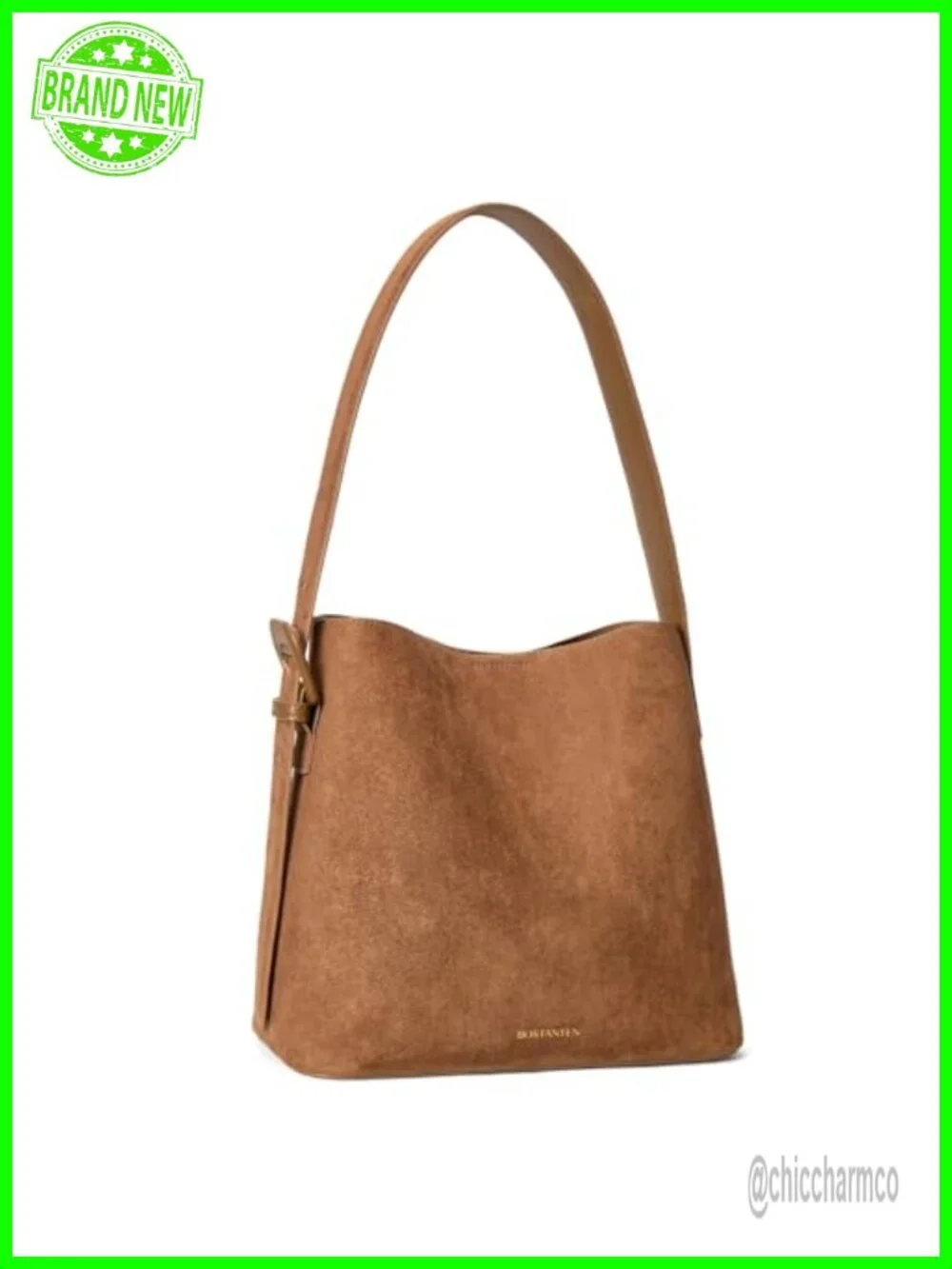 Vegan Suede Bucket Bag with Adjustable Strap and Detachable Pouch